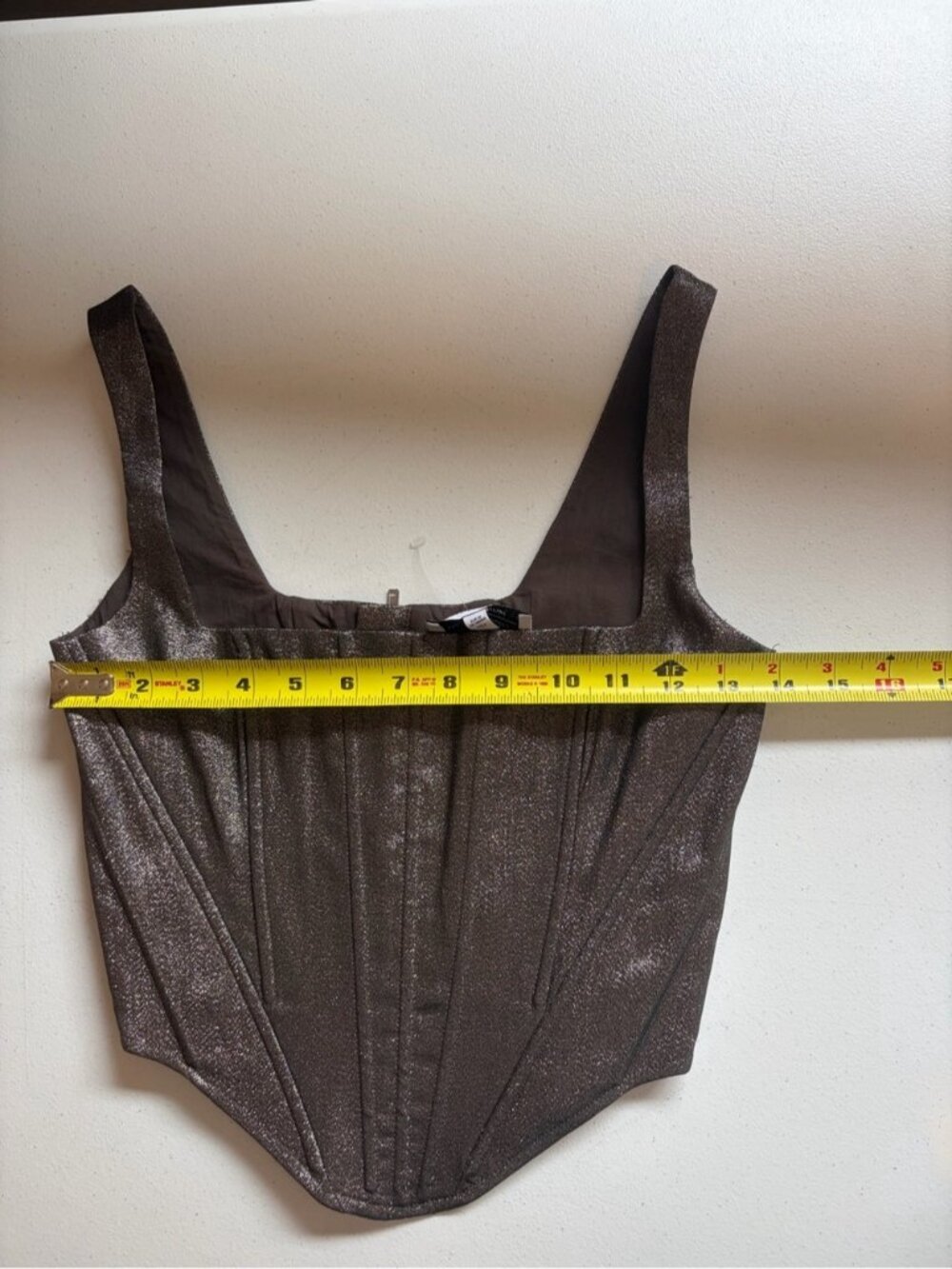 & Other Stories Metallic Silver Corset Crop Top size 34 XS Castlecore Fairycore - Picture 10 of 11